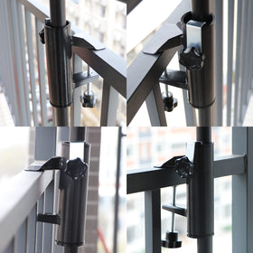 weallbuy patio umbrella holder clamp attached to a railing for patio shade