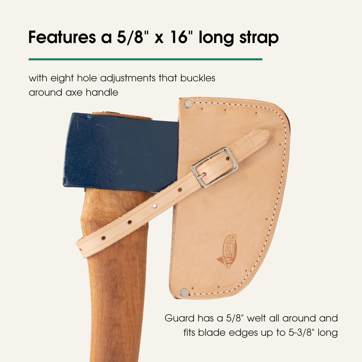 Weaver Leather Arborist Guard strap detail demonstrates secure fit and adjustability