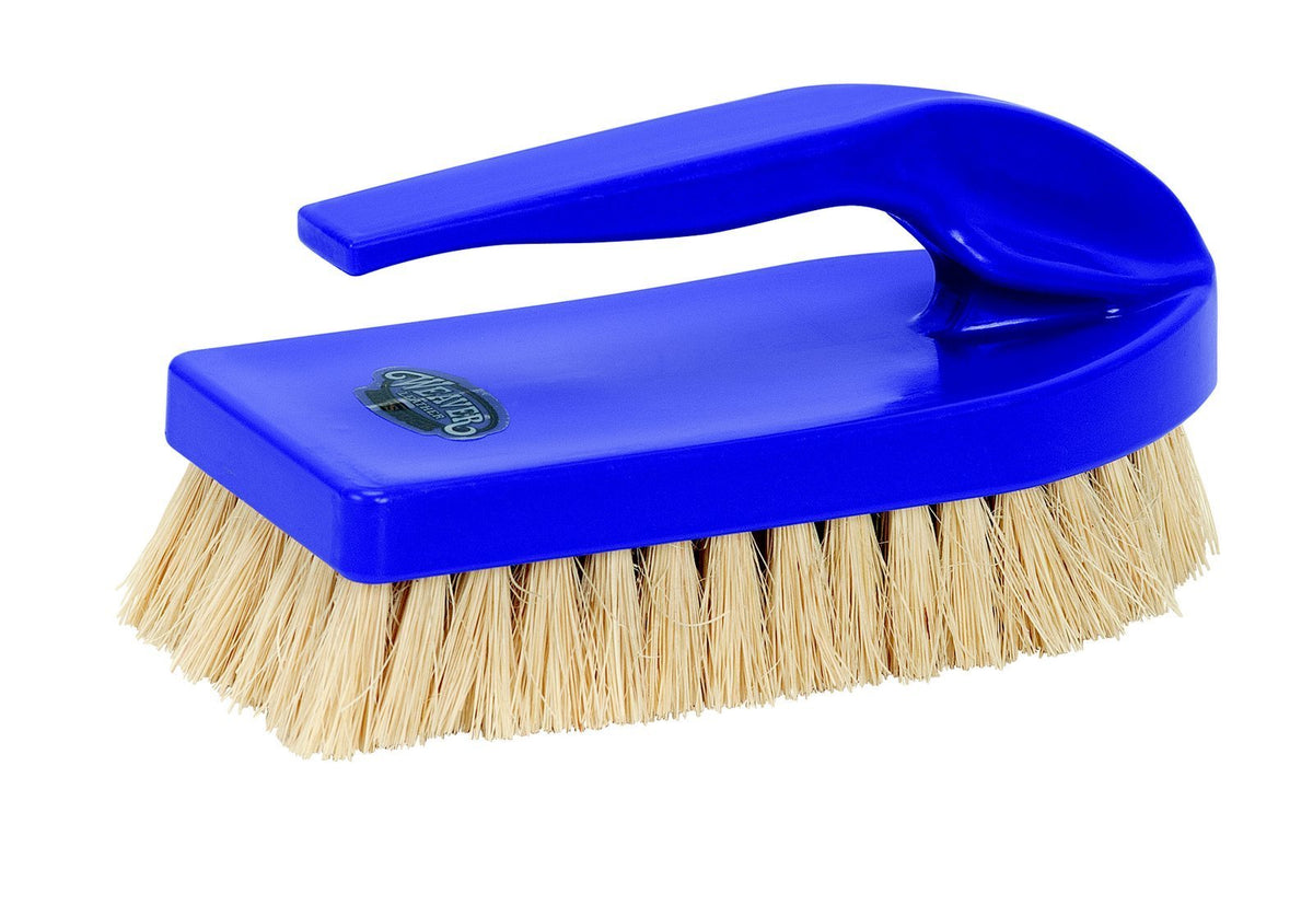 Weaver Leather Livestock Pig Brush in black with Tampico fibers for dust pickup and gentle washing.