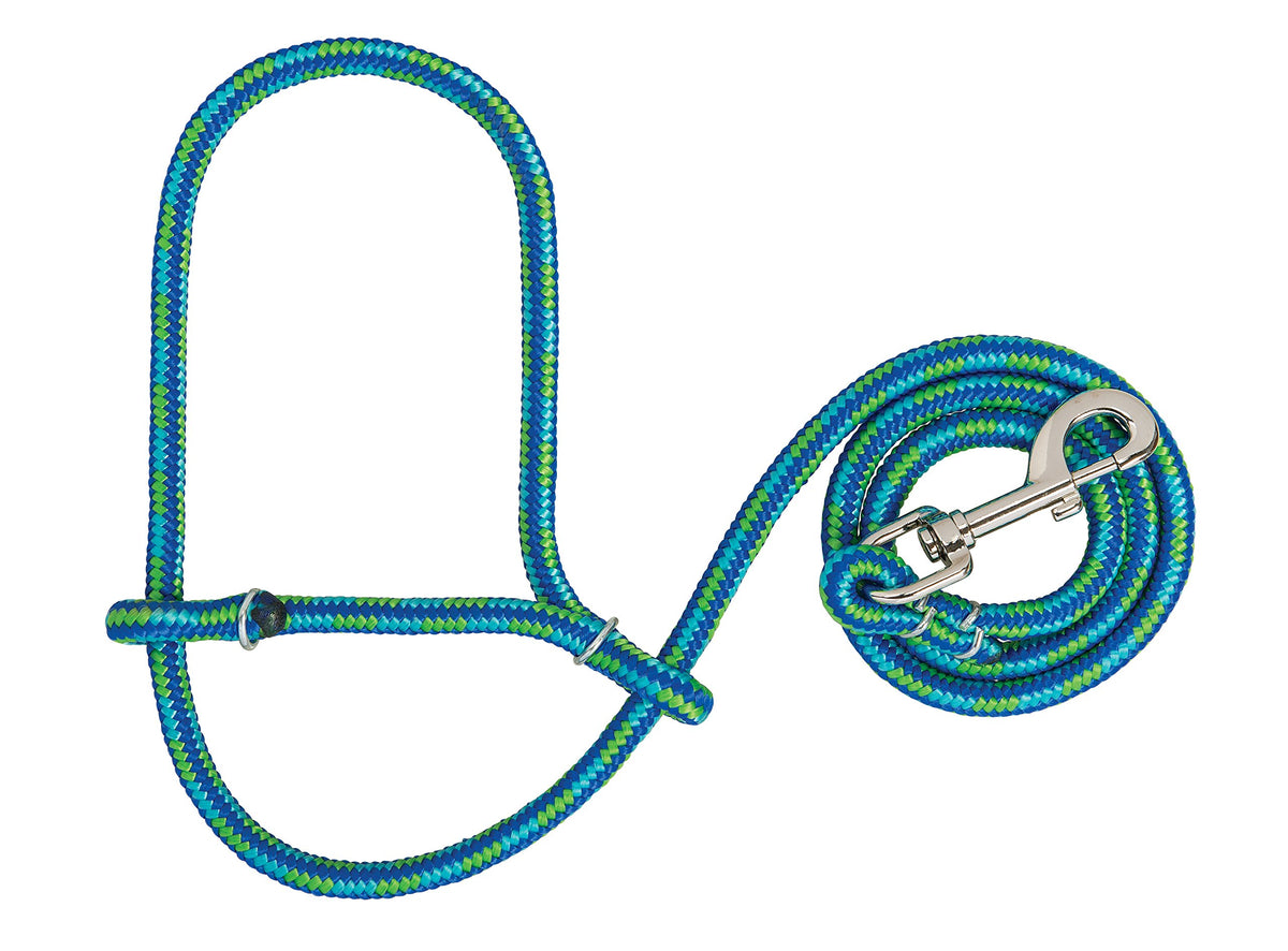 Weave Leather sheep halter with snap, 52-inch rope for quick securement in pens