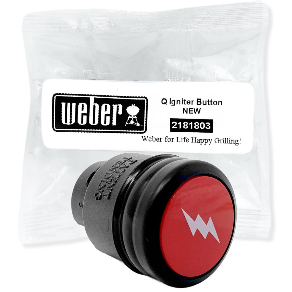 Weber 2181803 igniter button close-up for quick grill ignition