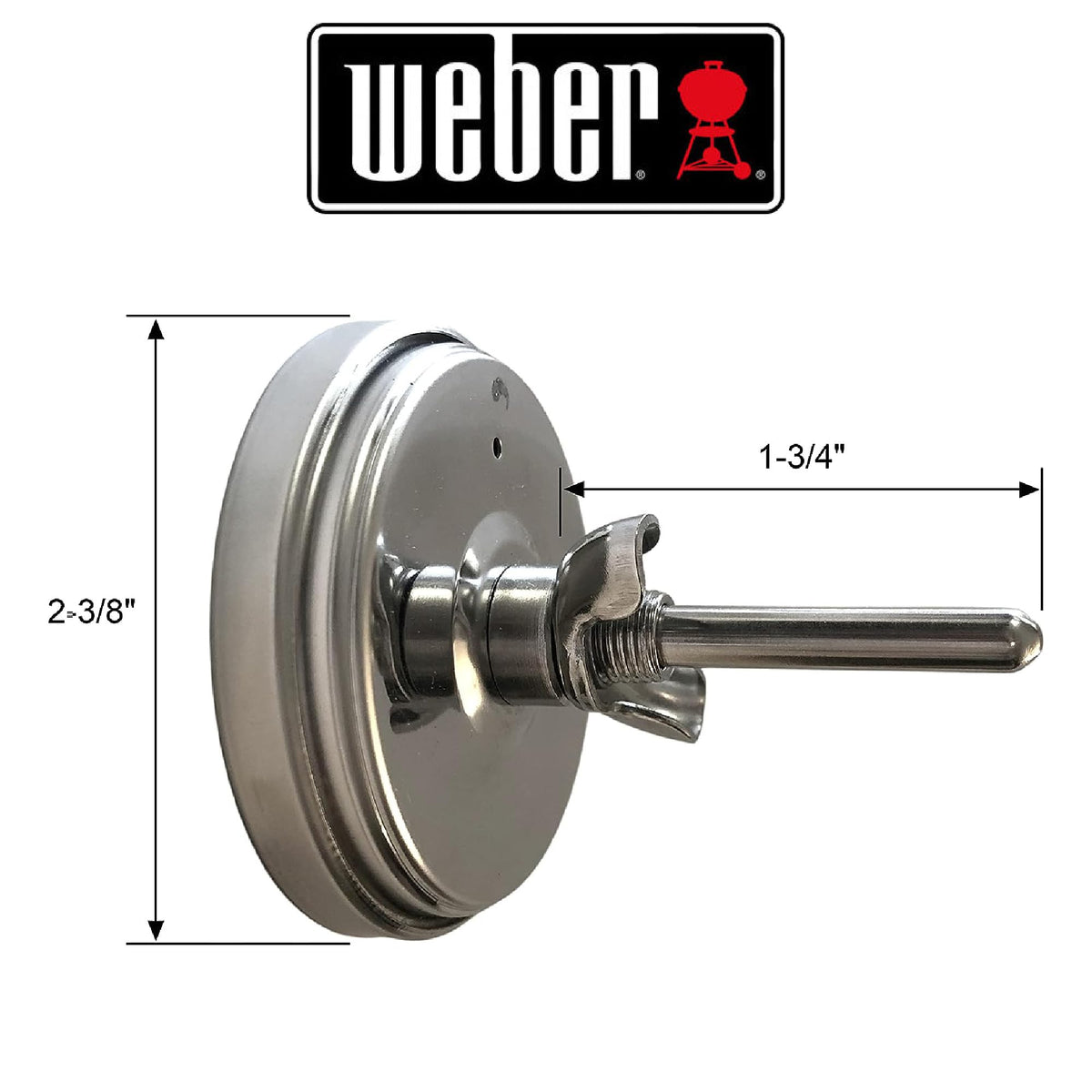 Weber 60393 thermometer prong length 1-3/4 inch for secure mounting