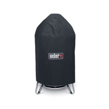 Weber 97201 vinyl cover protects the 18.5-inch Smokey Mountain Cooker from rain and dust