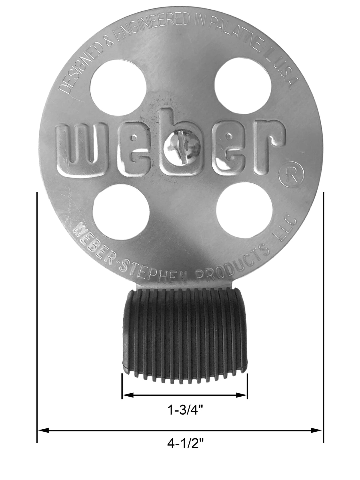 Weber Bar-B-Kettle damper kit 63070 demonstrates four vent holes for precise airflow.