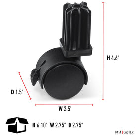 Weber caster dimensions 4.6H x 1.5W x 2.5D for fit verification