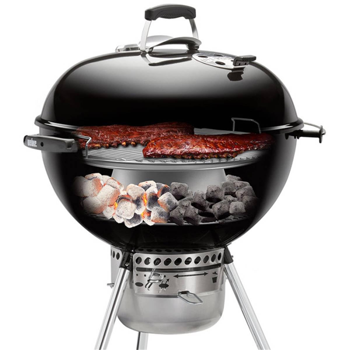 Weber Charcoal Heat Controller enables controlled low-and-slow cooking across the grate.