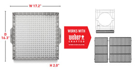 Weber Crafted Roasting Basket replaces the right-side grate for roasting.