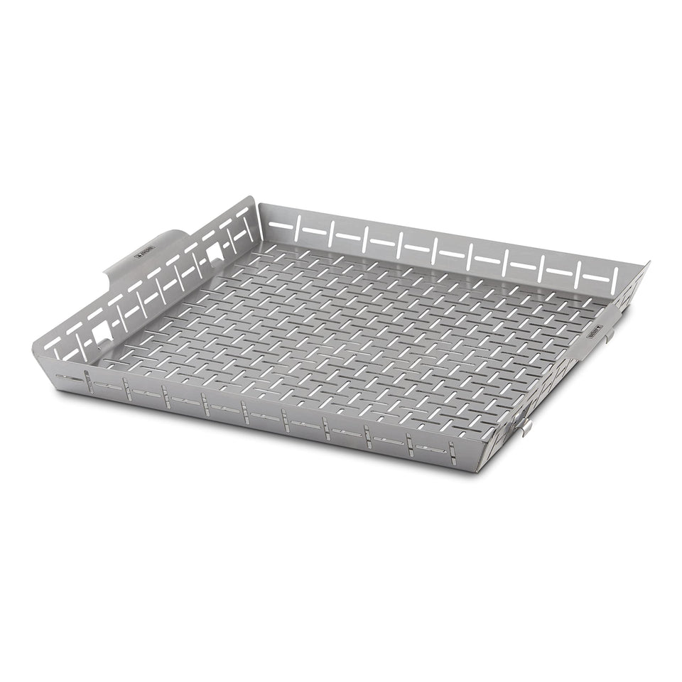 Weber Crafted Roasting Basket outer view for even roasting on the grill.