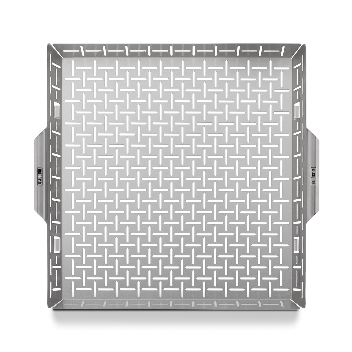 Weber Crafted Roasting Basket with vegetables on grill for even caramelization.
