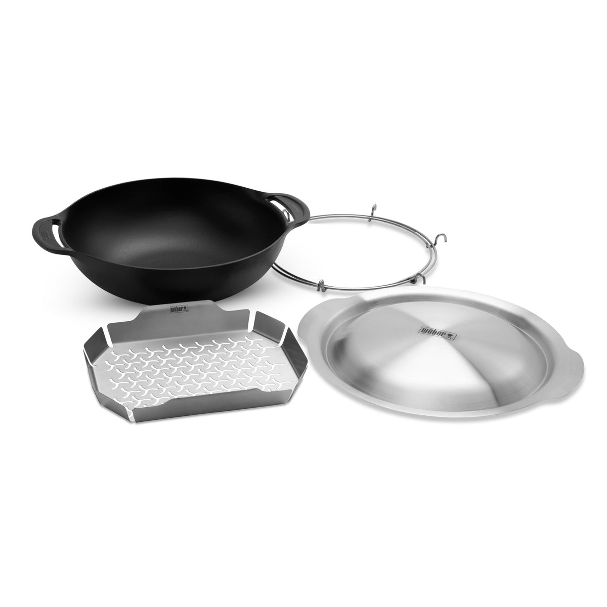 Weber Crafted Wok and Steamer 6qt porcelain-enameled surface for even heating