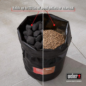 Weber bag's label window lets you label charcoal for quick selection