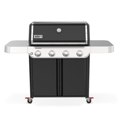 Weber Genesis E-415 PureBlu burners deliver consistent flames for even cooking.
