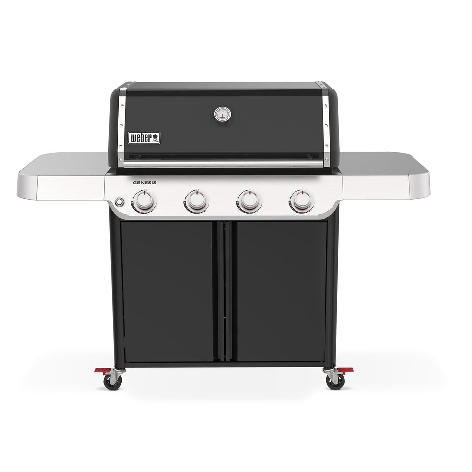 Weber Genesis E-415 PureBlu burners deliver consistent flames for even cooking.