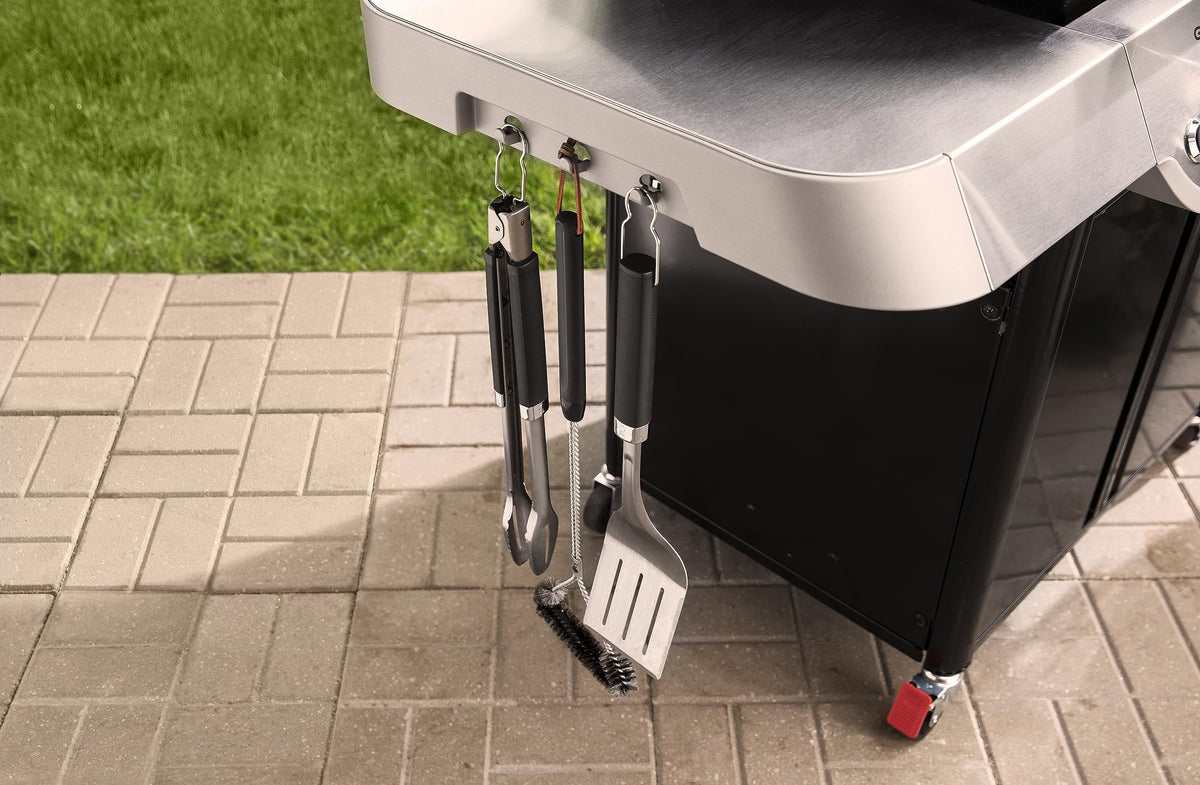 Weber Genesis E-315 side tables keep tools within reach for prep