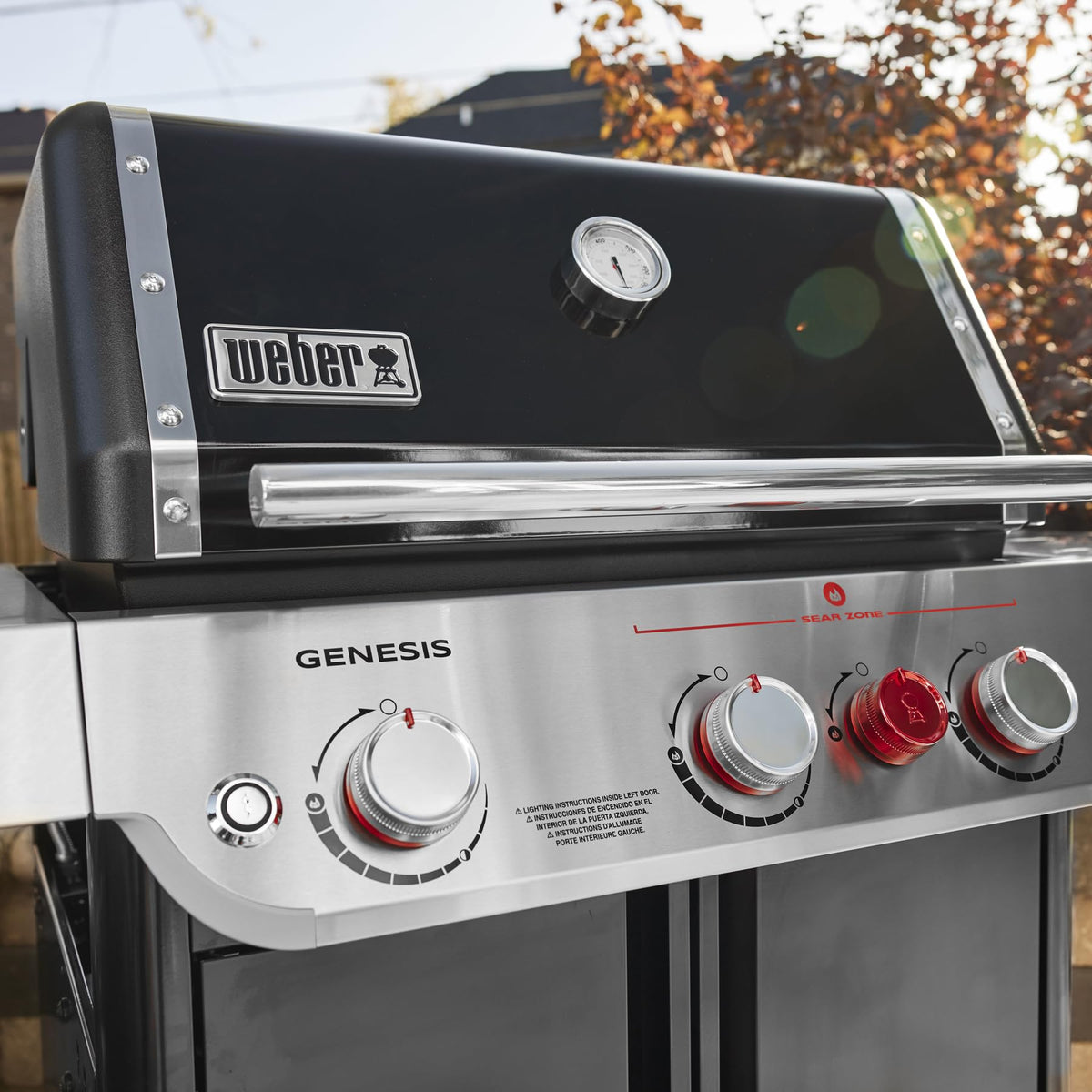 Weber Genesis E-325 raised flame openings keep the flame clear for steady cooking.