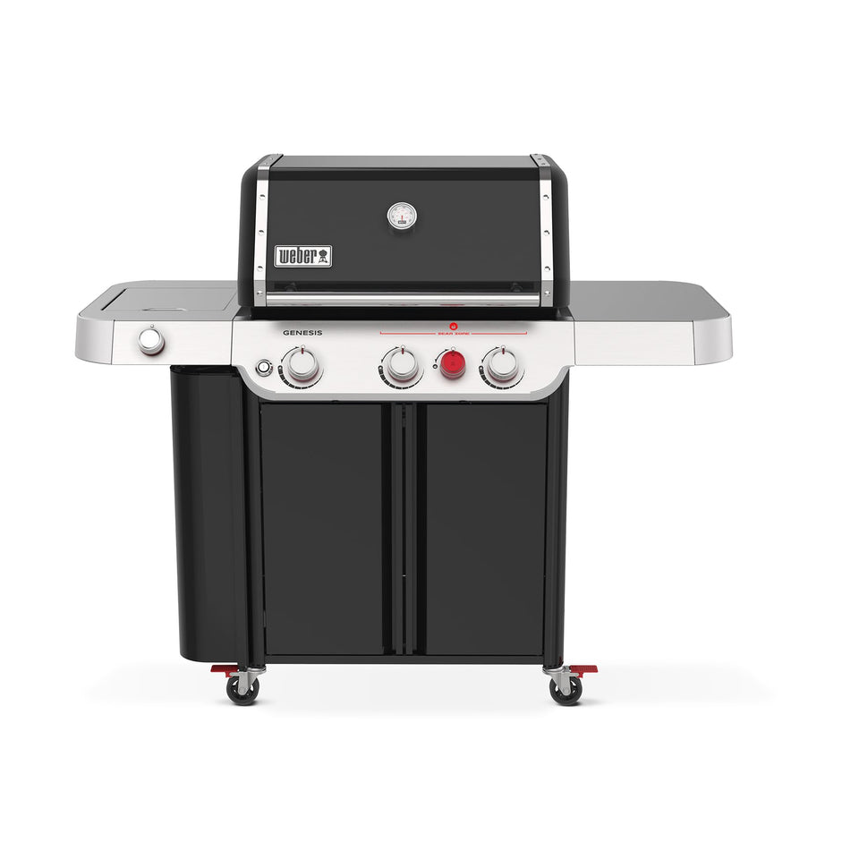 Weber Genesis E-335 with 3-burner cooking area delivers even heat for family barbecues.