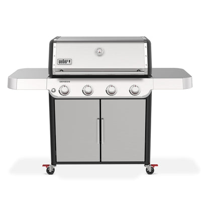 Weber Genesis S-415 PureBlu burners deliver even heat for consistent grilling.
