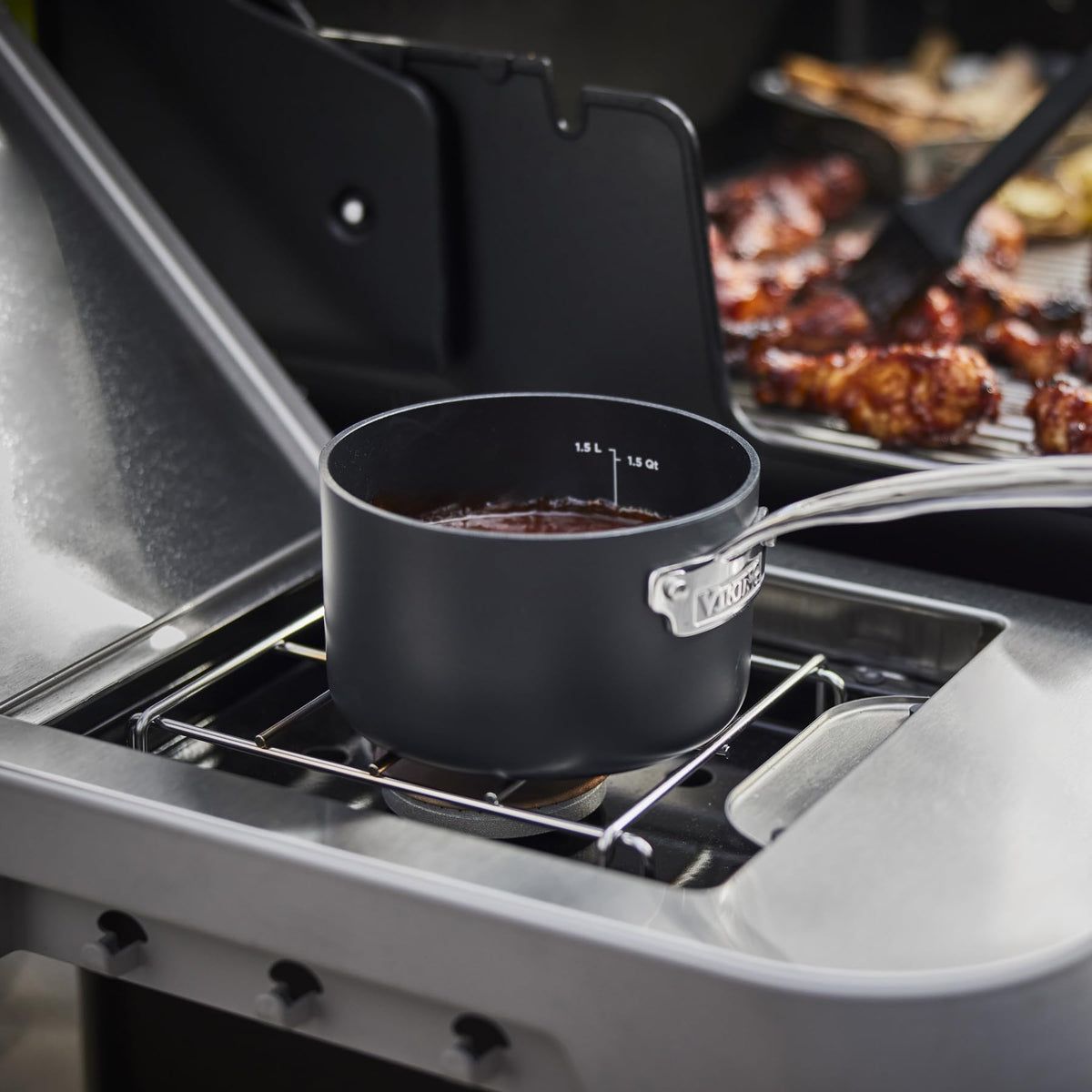 Weber Genesis S-335 PureBlu burners deliver consistent flames across the surface.