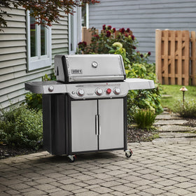 Weber Genesis S-335 stainless steel grates reduce flare-ups and improve flavor.