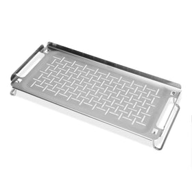 Weber Griddle Warming Rack in stainless steel keeps buns warm while grilling.