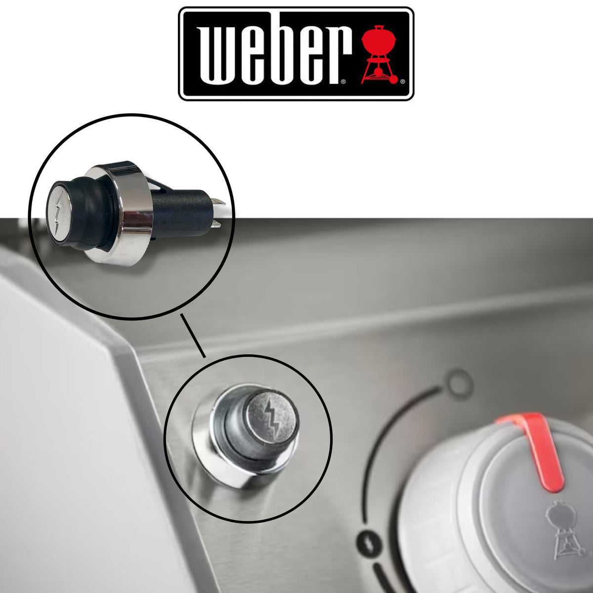 Weber igniter switch replacement part shows crisp click and steady spark