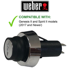 Weber igniter switch detail shot highlights durable components for long-lasting grill ignition