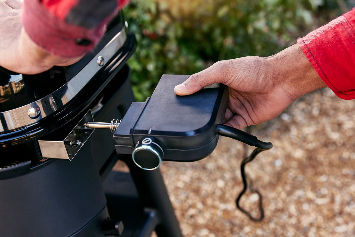 Weber Lumin Compact grill steam system enables frozen-to-sear versatility.