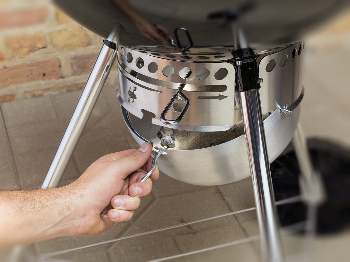 Weber Master-Touch 22-inch side tool hooks holding grill tools
