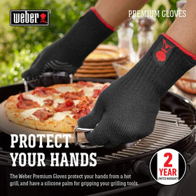 Weber gloves flexible design enables dexterity while flipping burgers or turning ribs.