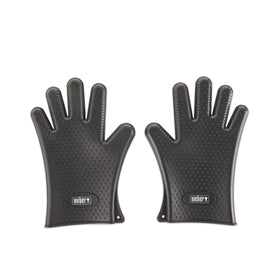 Weber silicone grilling gloves black pair, heat resistant up to 400°F for safe handling