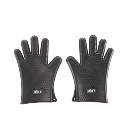 Weber silicone grilling gloves black pair, heat resistant up to 400°F for safe handling