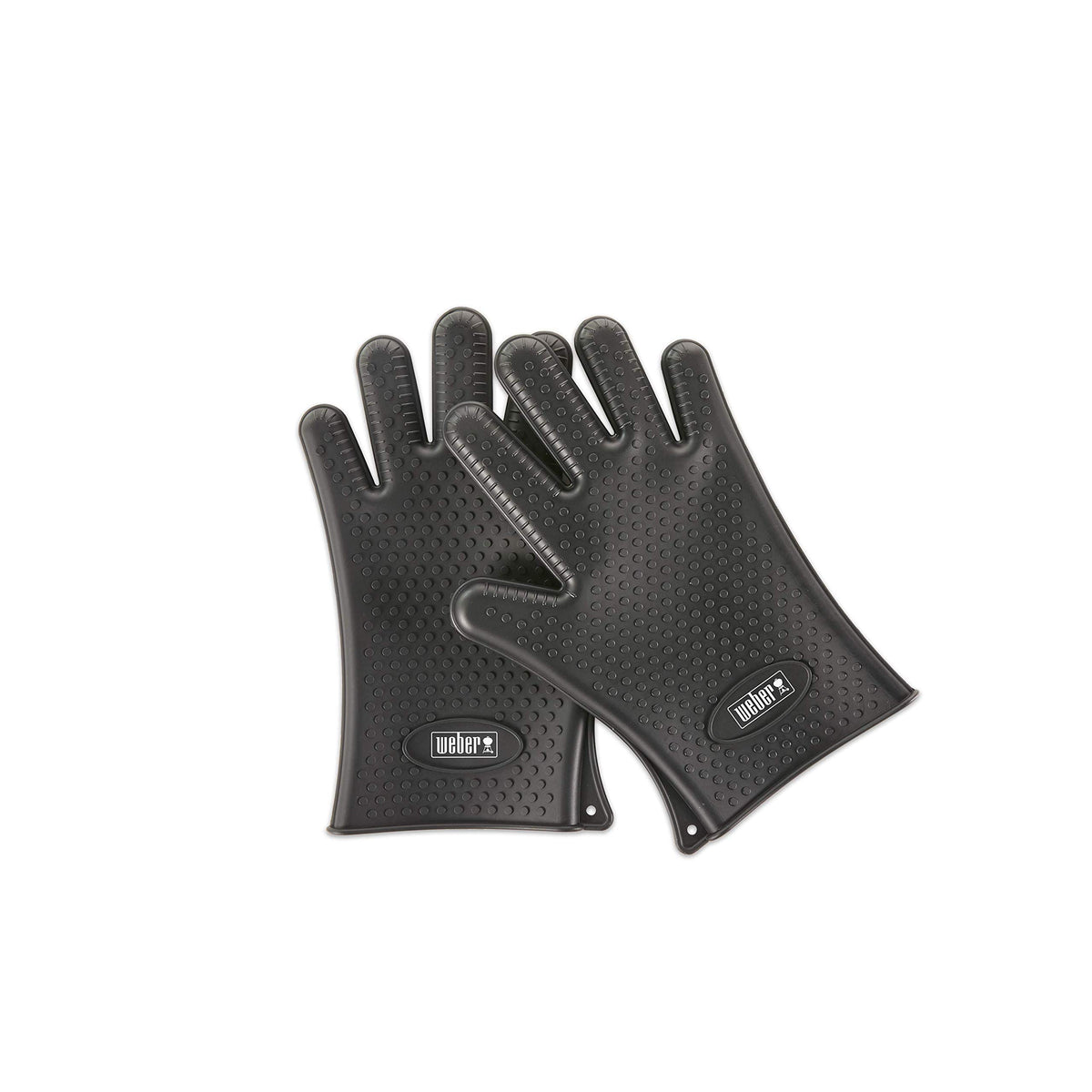 Weber silicone grilling gloves showing heat resistance up to 400°F for secure handling