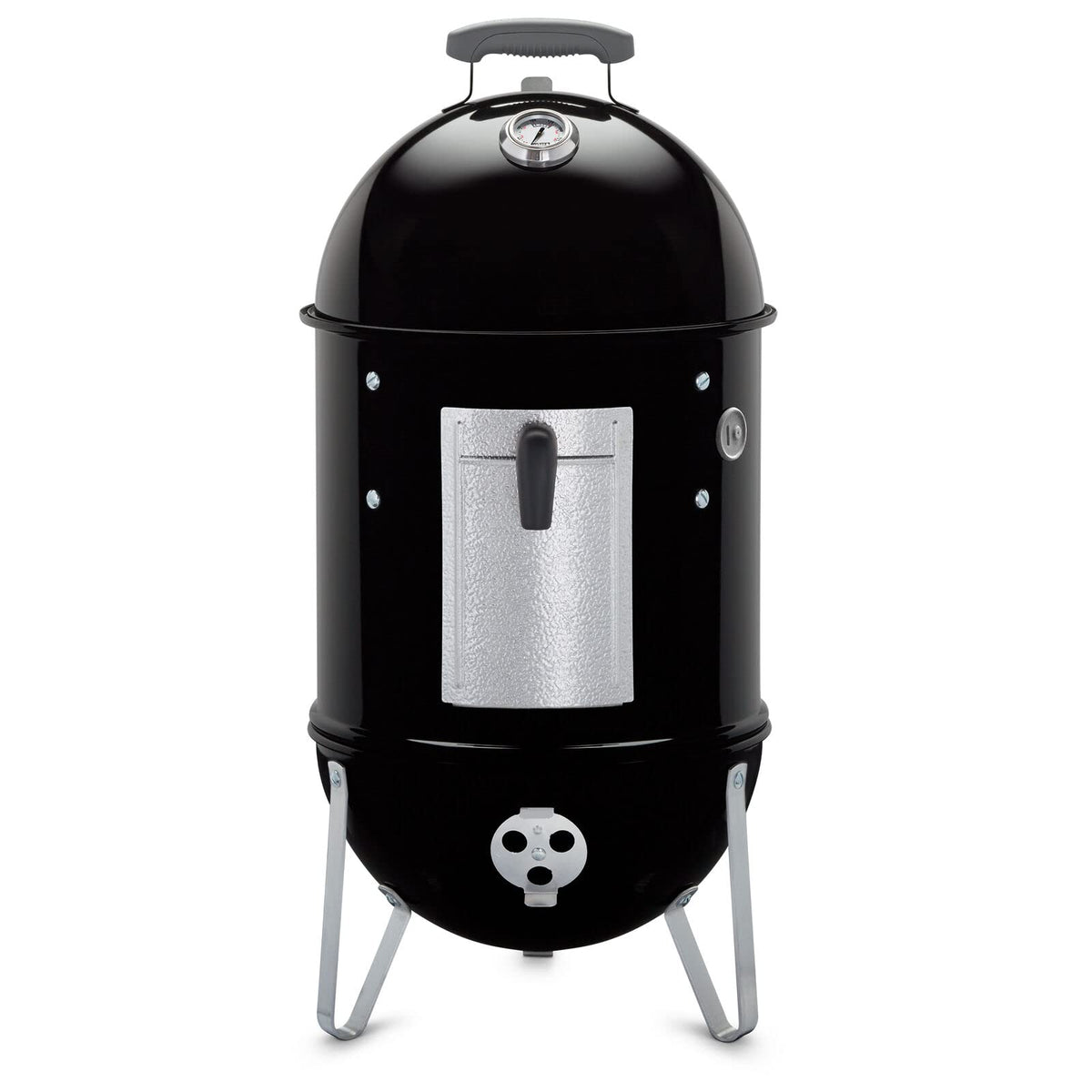 Weber Smokey Mountain 14-inch lid porcelain-enameled for durable heat retention.