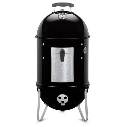 Weber Smokey Mountain 14-inch lid porcelain-enameled for durable heat retention.