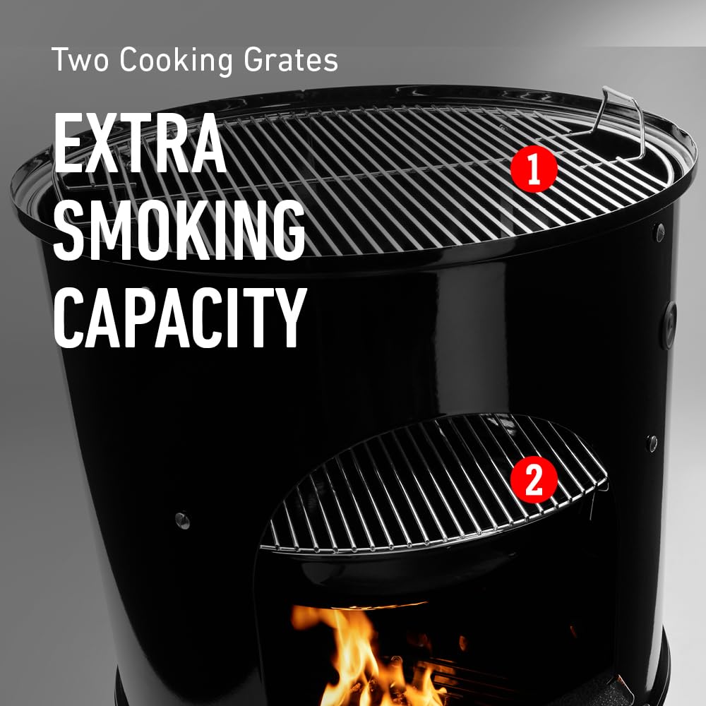 Weber Smokey Mountain 22-Inch dampers allow precise airflow control.