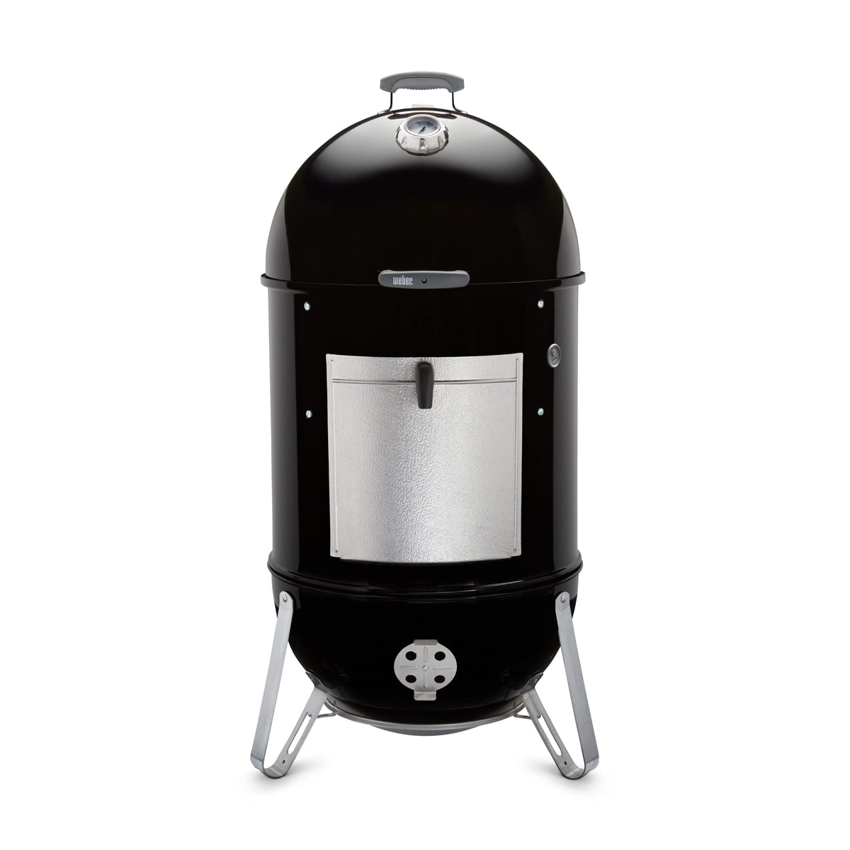 Weber Smokey Mountain 22-Inch temperature grommet monitors internal heat.