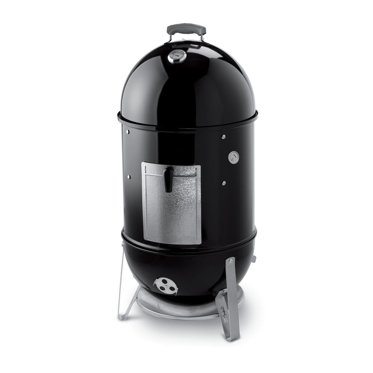 Weber Smokey Mountain exterior shows sturdy steel for outdoor smoking.