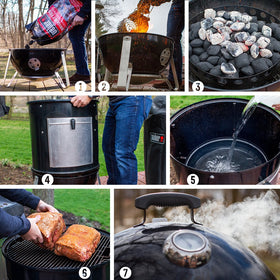 Weber Smokey Mountain porcelain-enameled steel body for durability.
