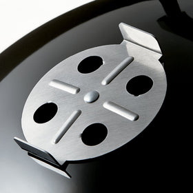Weber Smokey Mountain built-in thermometer helps monitor internal temperature.