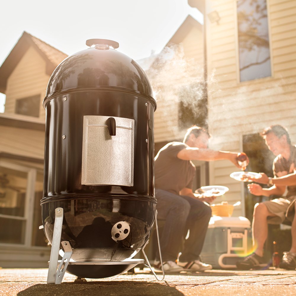 Weber Smokey Mountain weighs 39.1 pounds for stable outdoor setup.