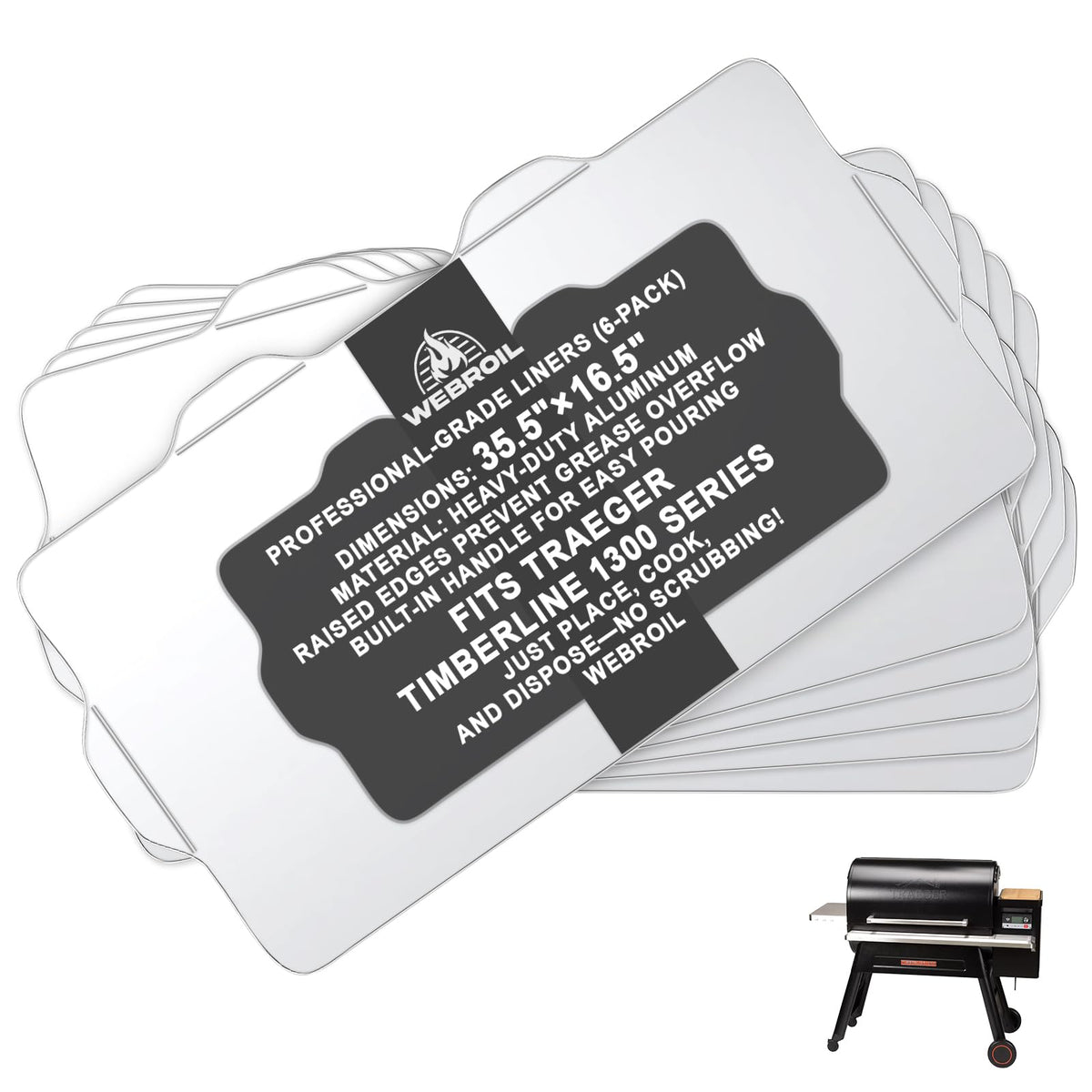 WEBROIL BAC515 liner for 35.5x16.5 inch trays enables easy cleanup.