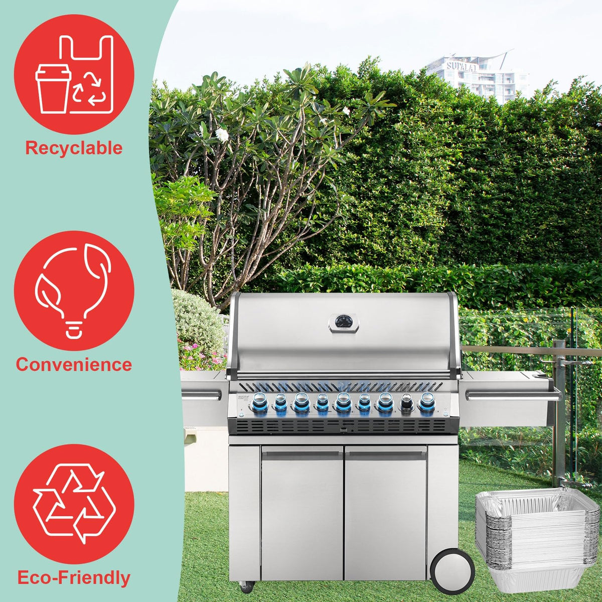 WEBROIL Disposable recyclable aluminum liner for eco-friendly grilling