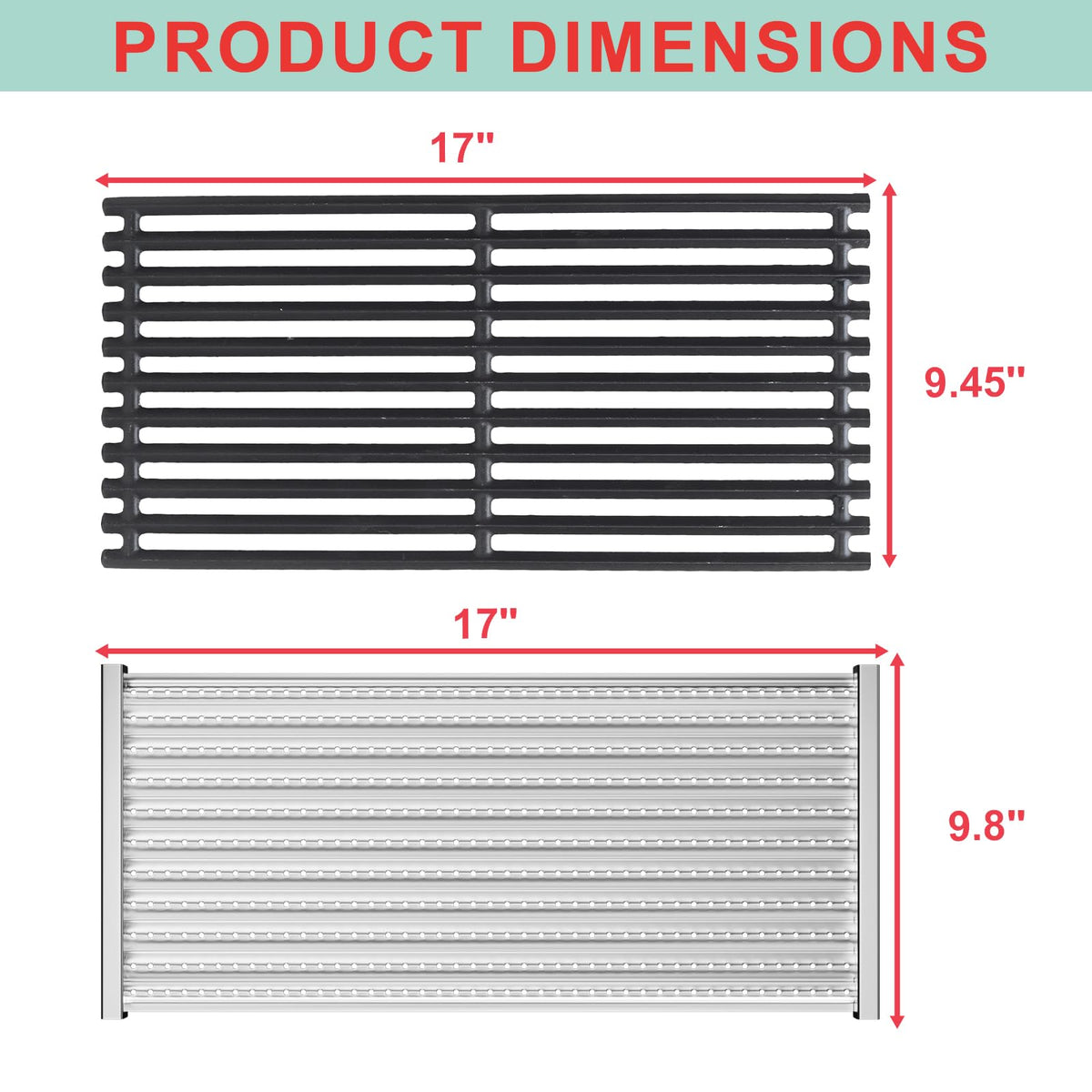 WEBROIL cooking grates with cast-iron surface deliver strong sear marks.