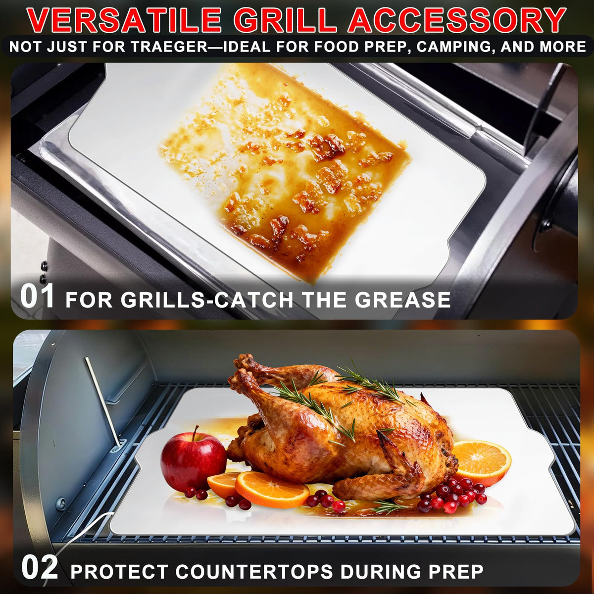WEBROIL grease-catching tray on grill reduces flare-ups.