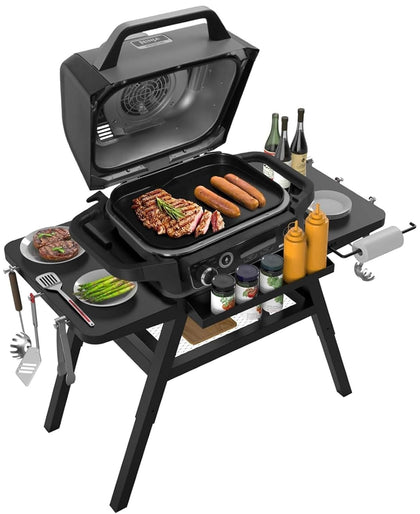 WEBROIL grill stand for Ninja Woodfire OG700 side view shows sturdy portability