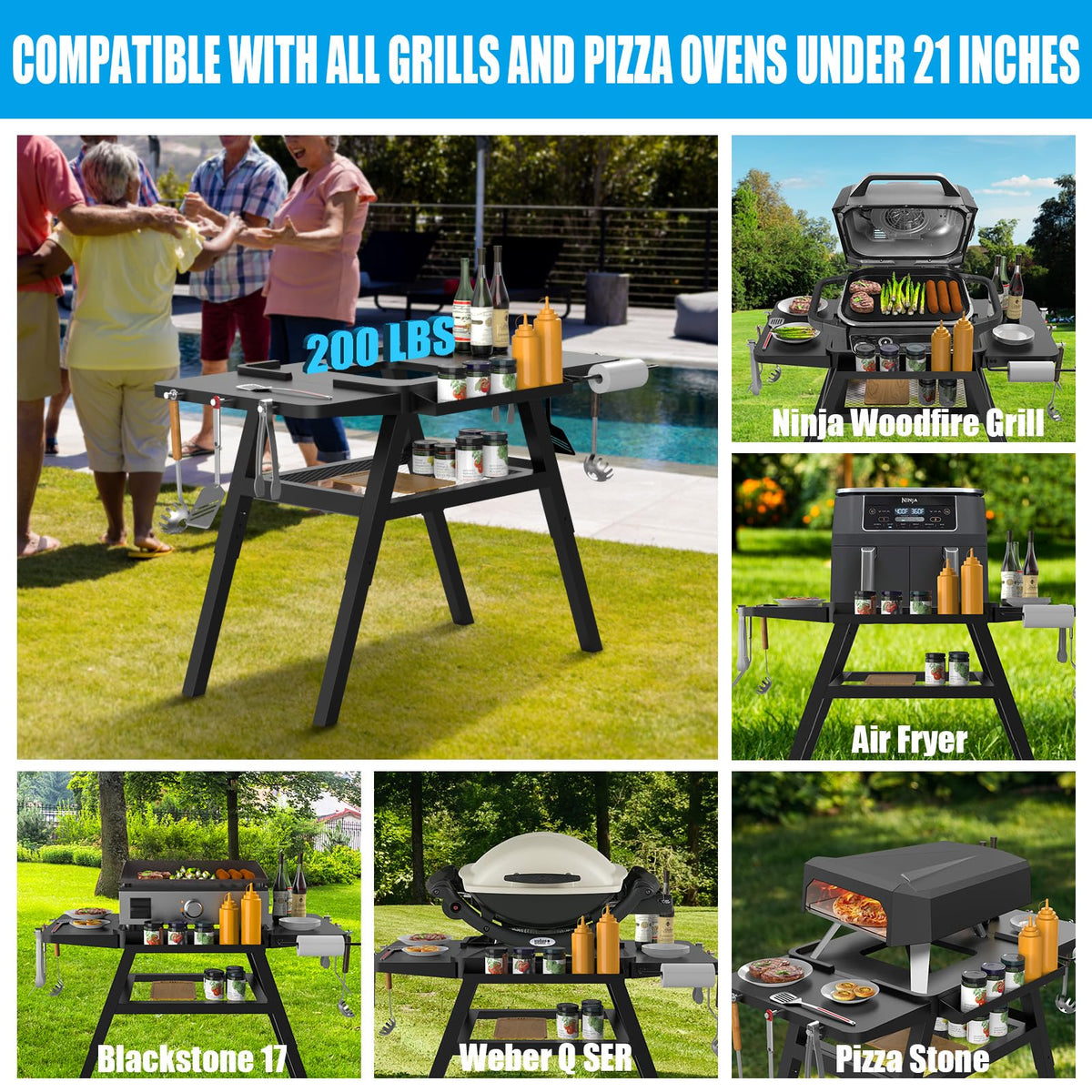 WEBROIL grill stand with paper towel holder for quick cleanup
