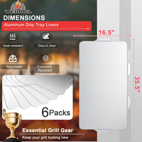 WEBROIL liner with raised edge contains grease for mess-free cooking.