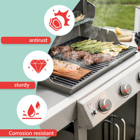 WEBROIL warming rack provides extra bottom space for steaming vegetables and meats.