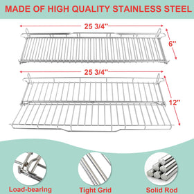 WEBROIL warming rack double-sided flip for even heat distribution during grilling.