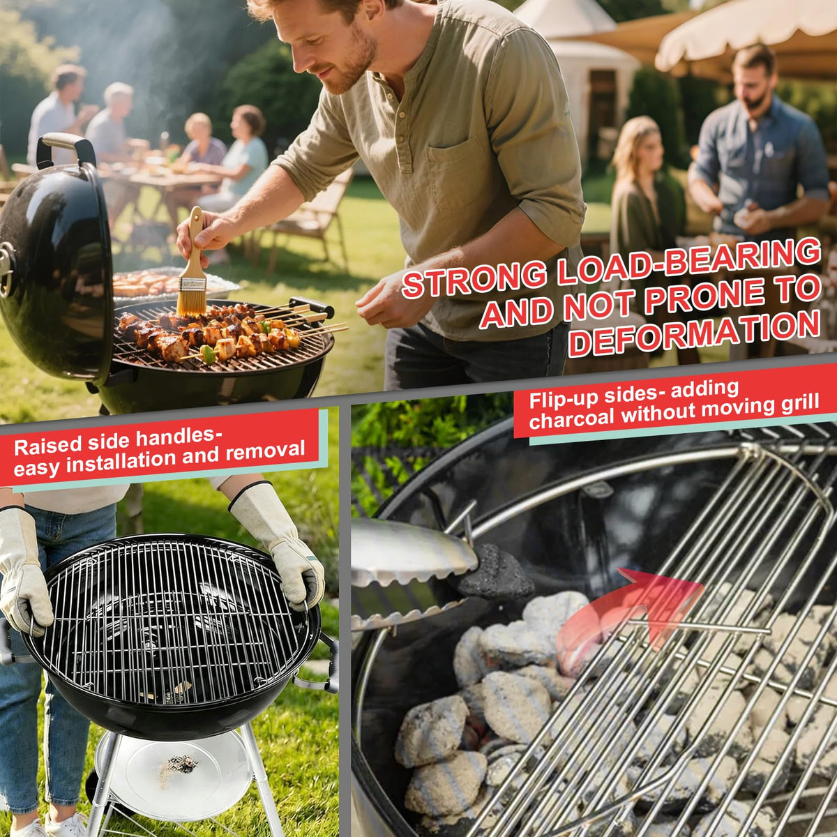 WEBROIL Weber 304 stainless steel construction resists rust for long-lasting use.